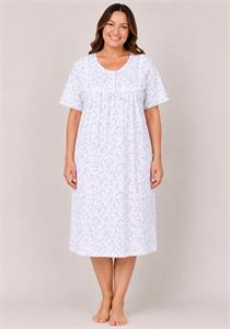 Swirl Leaf Sprig Round Neck Easy-Care Nightdress